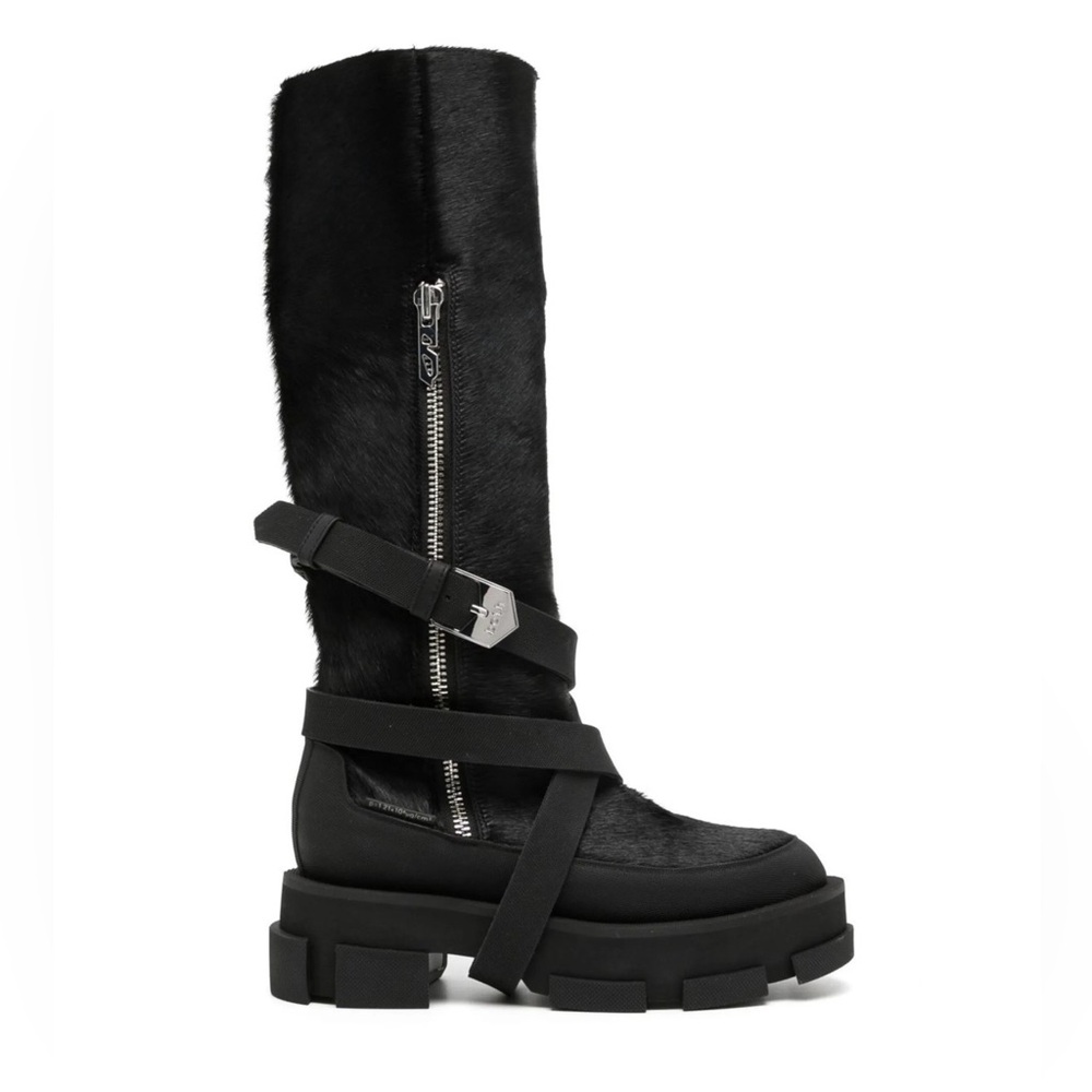 Both
Buckle-strap knee length boots